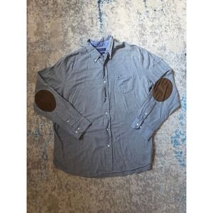 Crown & Ivy Mens Size XL Button Front Long Sleeve Classic Fit with Elbow Patches